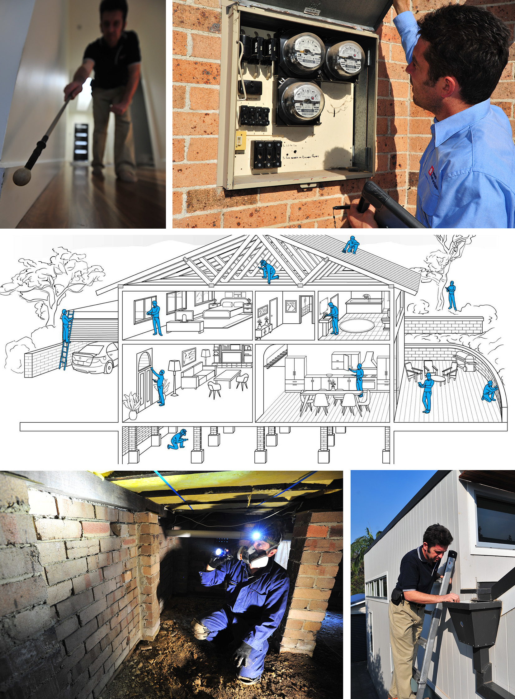 image collage of building inspectors